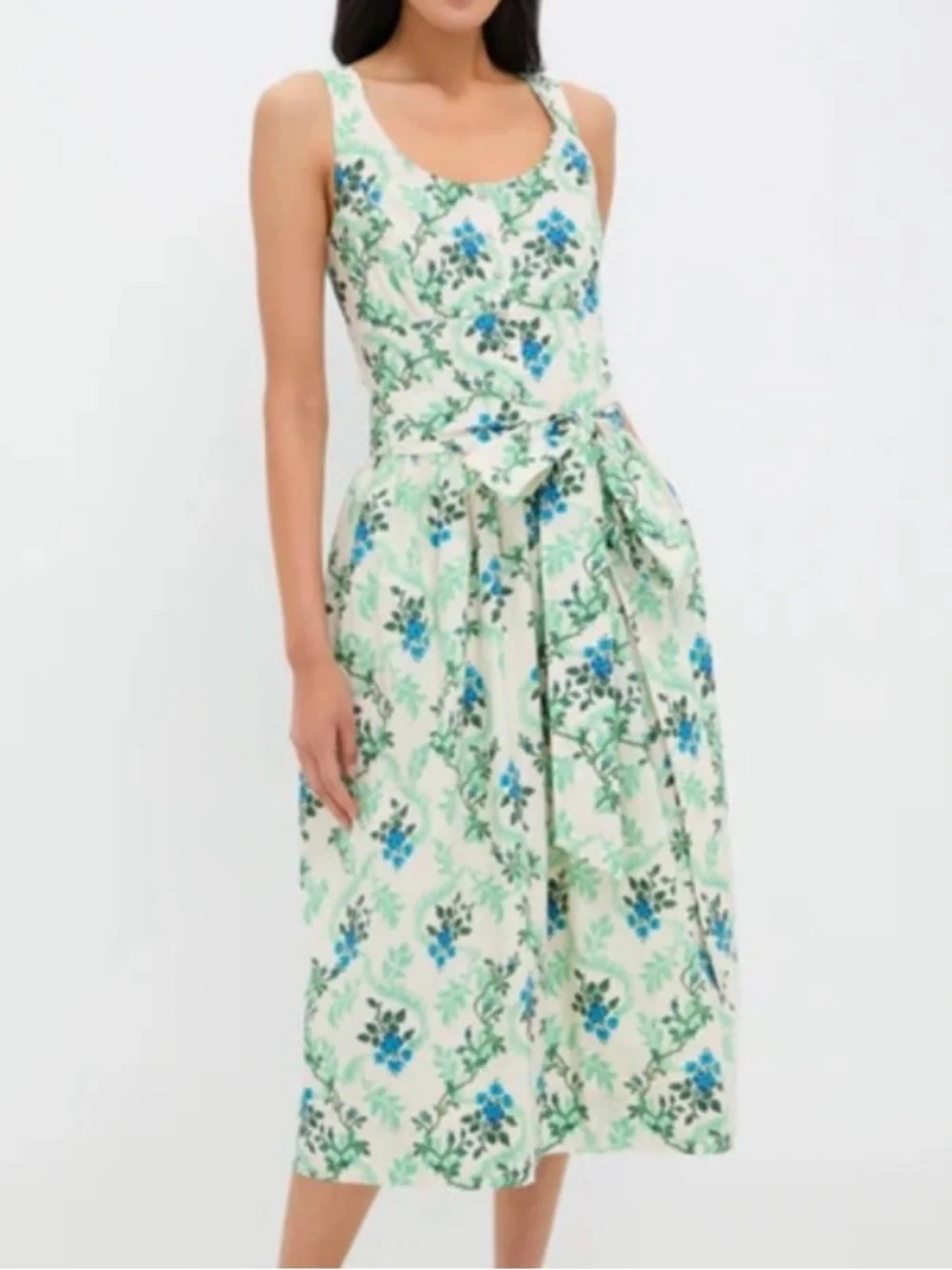 Tuckernuck Sophie Midi Dress Cerulean Vine in Victorian Lattice Floral NEW $328 - Picture 5 of 15